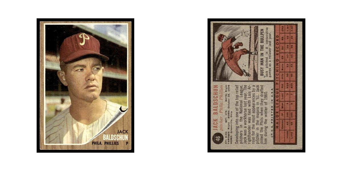Jack Baldschun 1962 Topps #46 Philadelphia Phillies Baseball Card VG