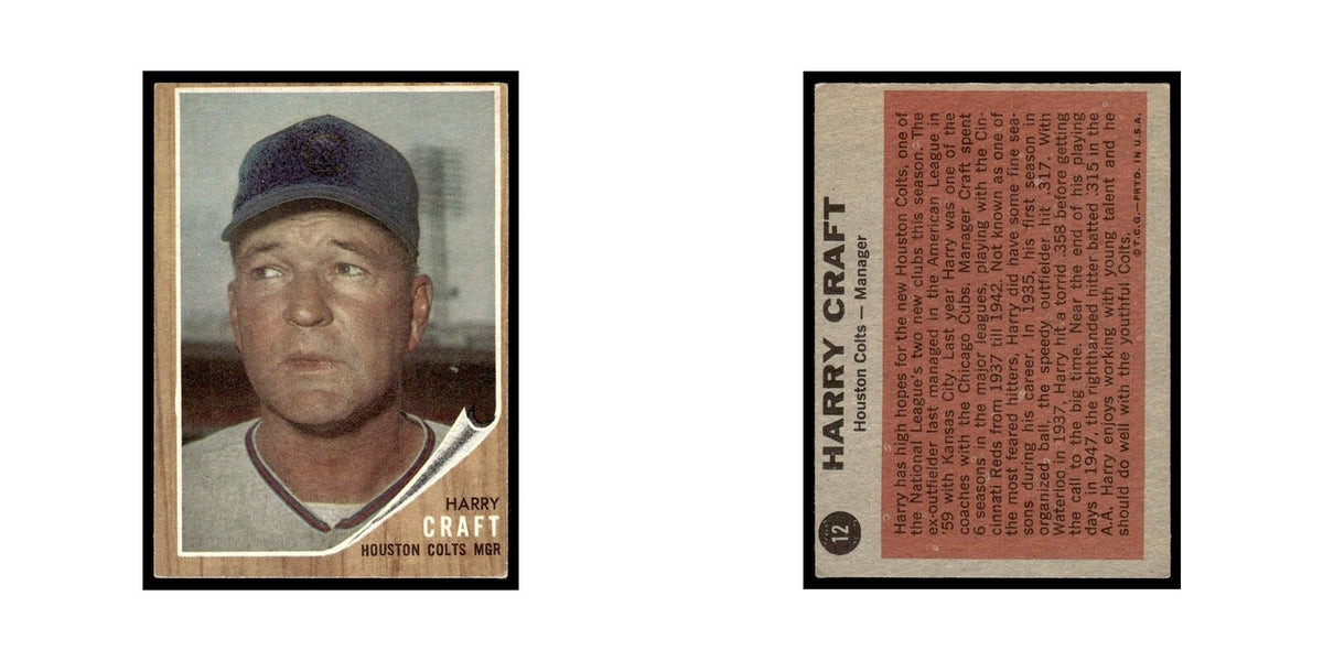 Harry Craft 1962 Topps #12 Houston Colt .45s Baseball Card VG