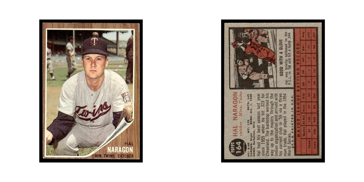 Hal Naragon 1962 Topps #164 Minnesota Twins Baseball Card VG