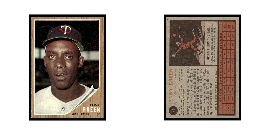 Lenny Green 1962 Topps #84 Minnesota Twins Baseball Card VG