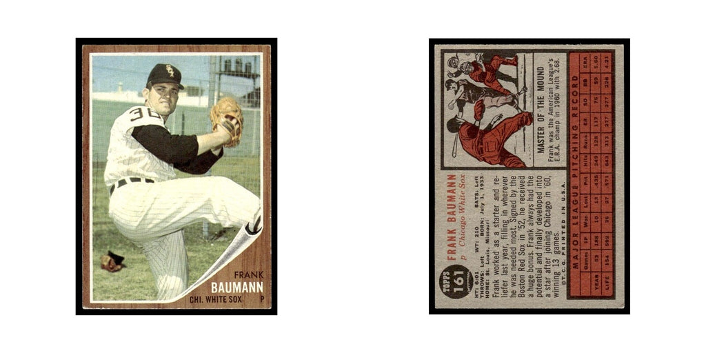Frank Baumann 1962 Topps #161 Chicago White Sox Baseball Card VG