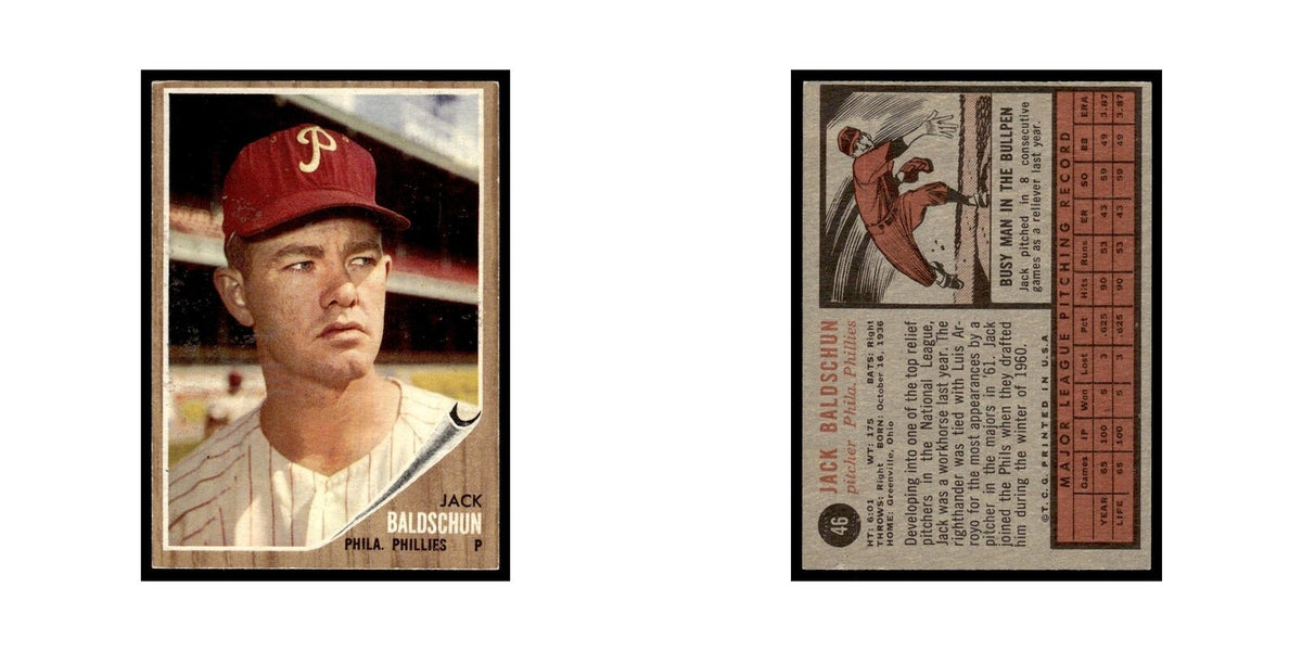 Jack Baldschun 1962 Topps #46 Philadelphia Phillies Baseball Card VG