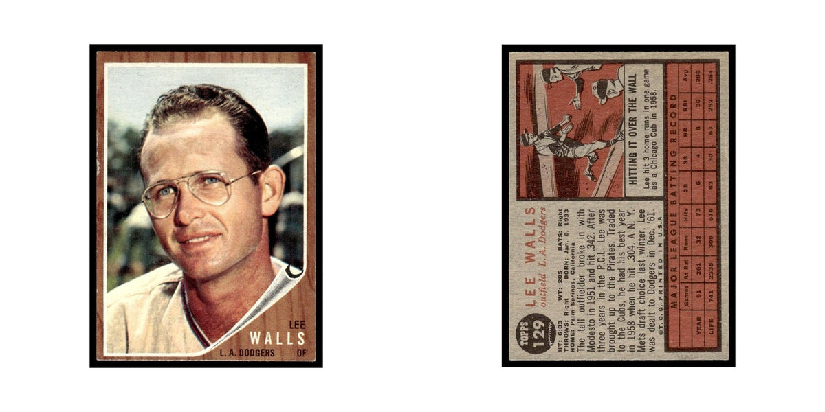 Lee Walls 1962 Topps #129 Los Angeles Dodgers Baseball Card VG