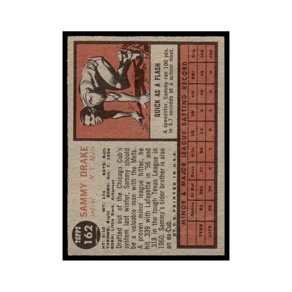 Sammy Drake 1962 Topps #162 New York Mets Baseball Card VG