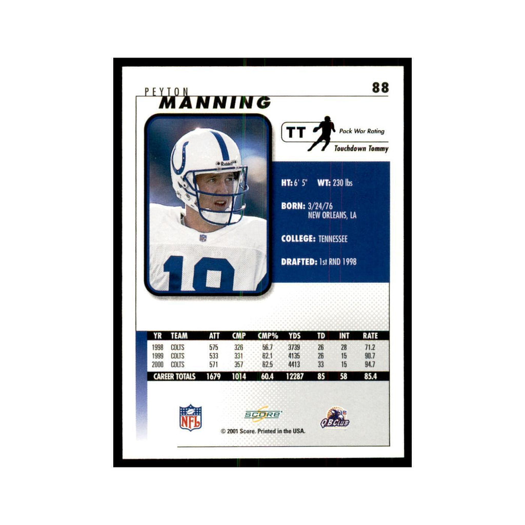 Peyton Manning 2001 Score #88 Football Cards Football Card NM