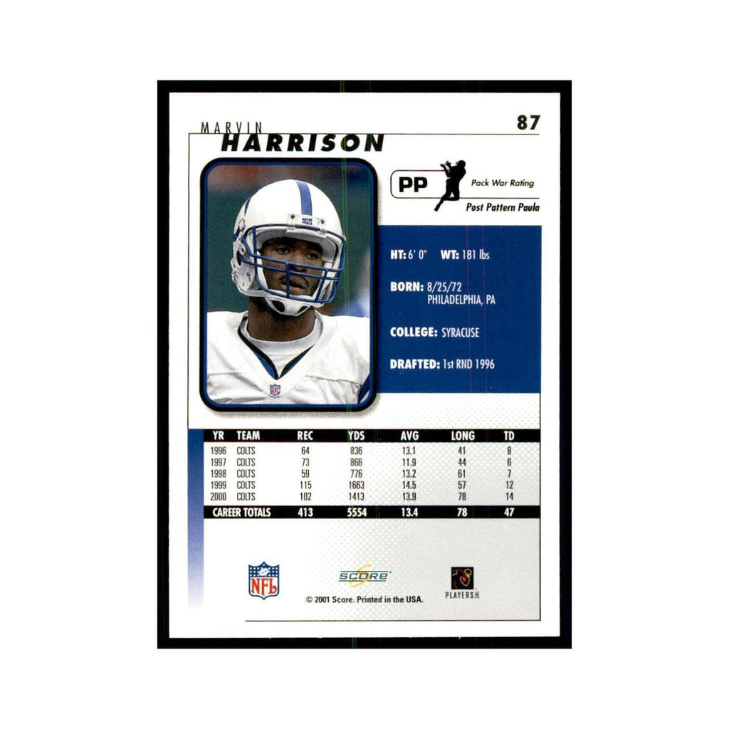 Marvin Harrison 2001 Score #87 Football Cards Football Card NM