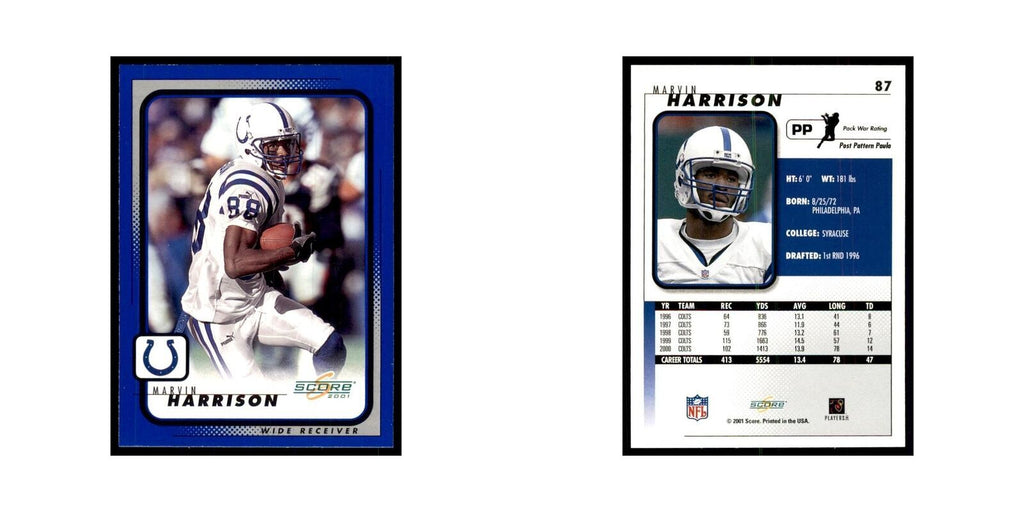 Marvin Harrison 2001 Score #87 Football Cards Football Card NM