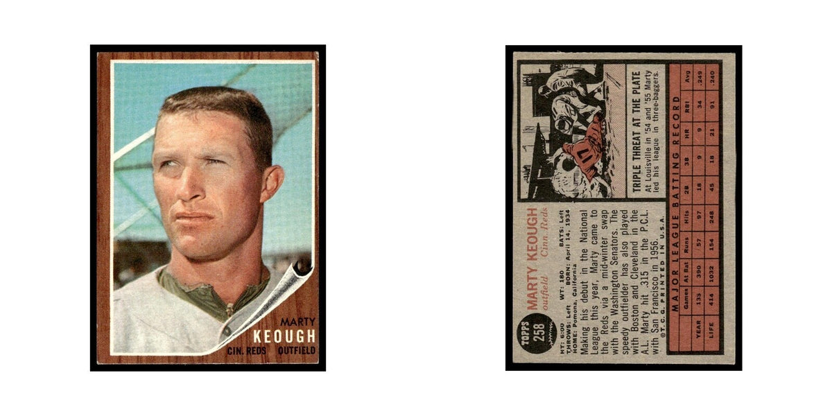 Marty Keough 1962 Topps #258 Cincinnati Reds Baseball Card VG