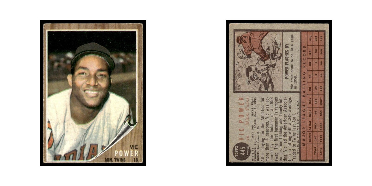 Vic Power 1962 Topps #445 Minnesota Twins Baseball Card VG