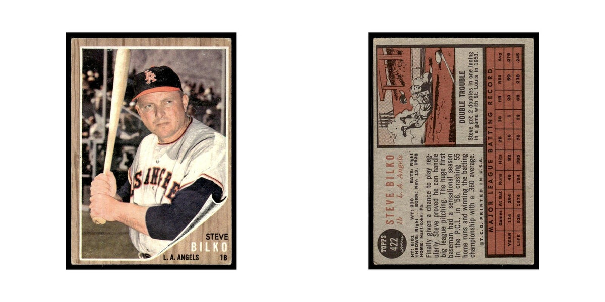 Steve Bilko 1962 Topps #422 Los Angeles Angels Baseball Card VG