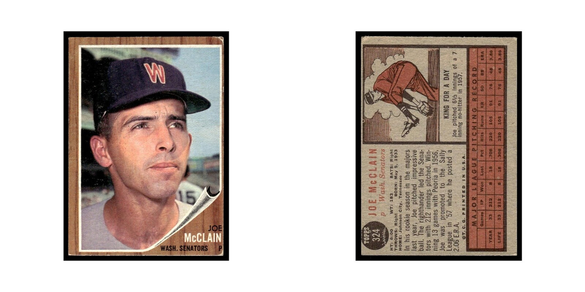 Joe McClain 1962 Topps #324 Washington Senators Baseball Card VG