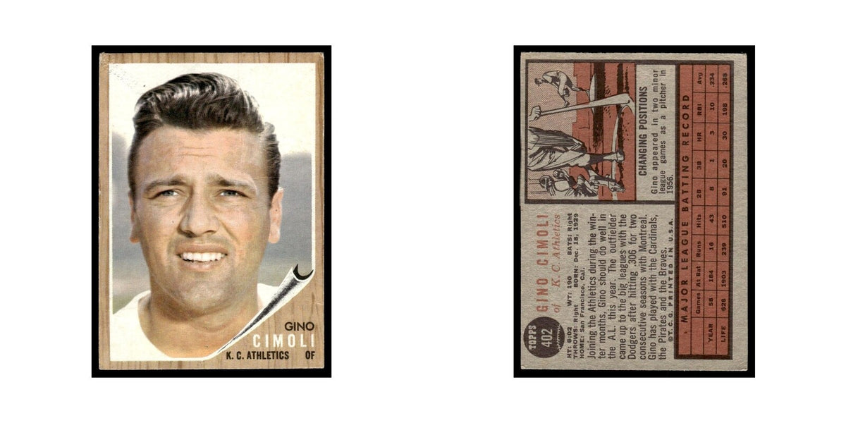 Gino Cimoli 1962 Topps #402 Kansas City Athletics Baseball Card VG