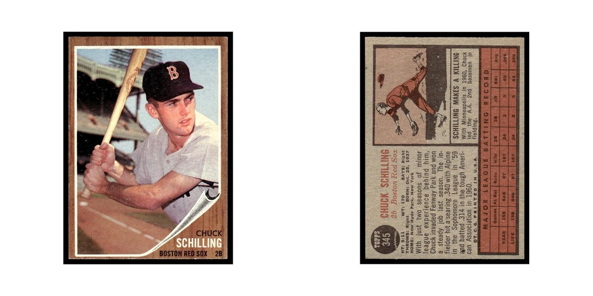Chuck Schilling 1962 Topps #345 Boston Red Sox Baseball Card VG