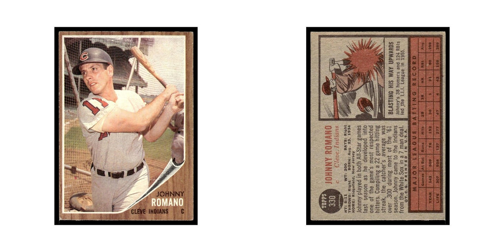 Johnny Romano 1962 Topps #330 Cleveland Indians Baseball Card VG