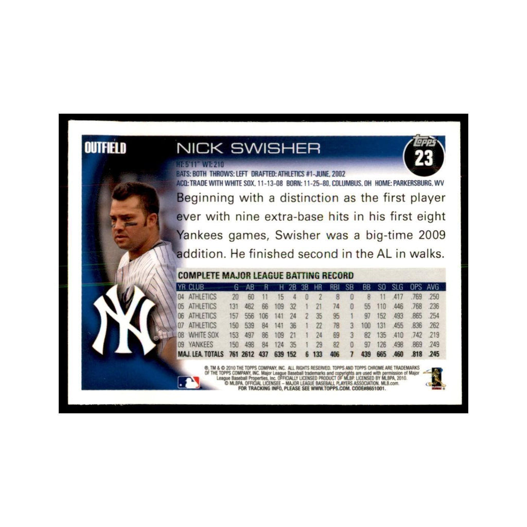 Nick Swisher 2010 Topps Chrome #23 Baseball Cards Baseball Card NM
