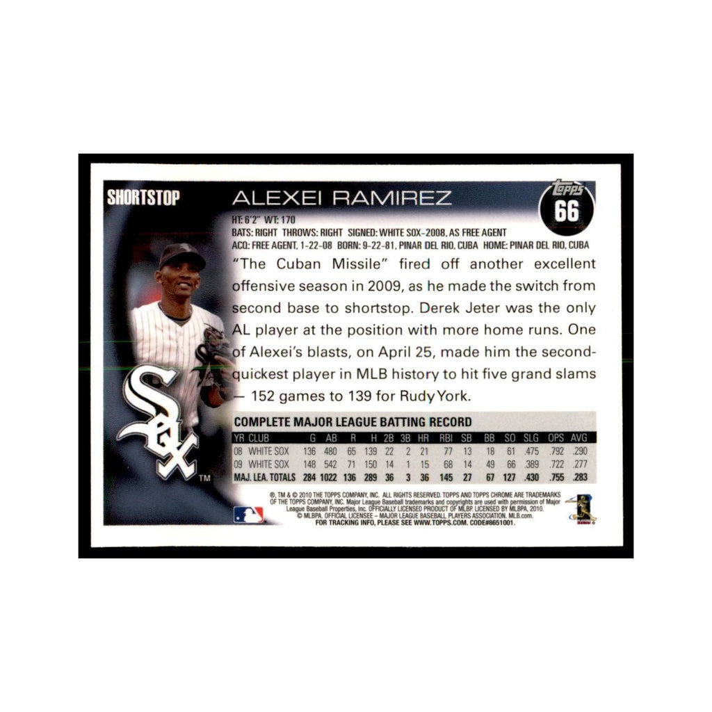Alexei Ramirez 2010 Topps Chrome #66 Baseball Cards Baseball Card NM
