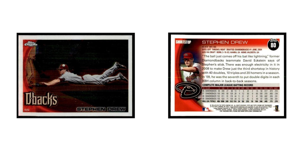 Stephen Drew 2010 Topps Chrome #80 Baseball Cards Baseball Card NM
