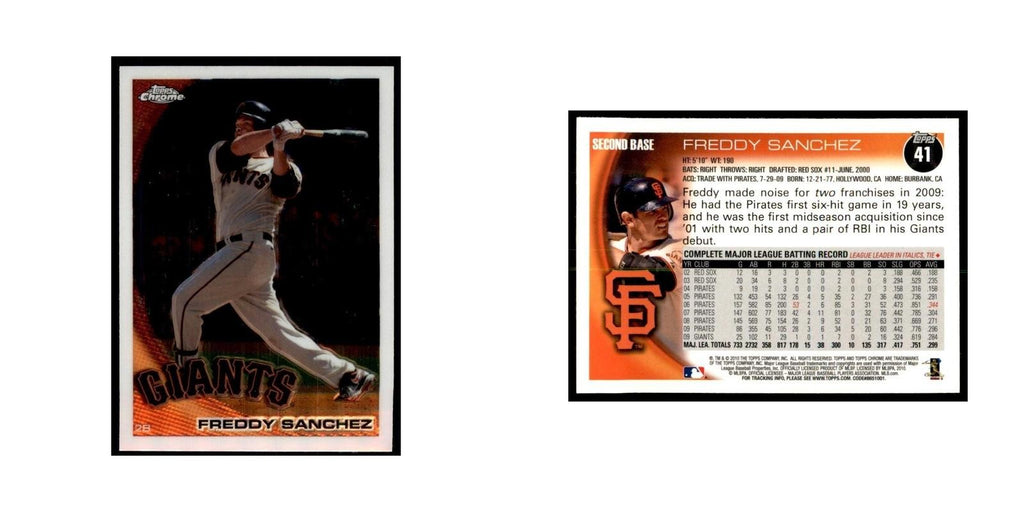 Freddy Sanchez 2010 Topps Chrome #41 Baseball Cards Baseball Card NM