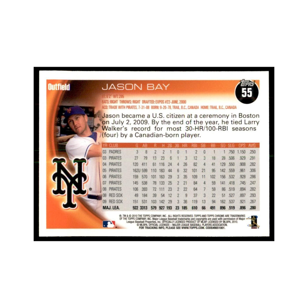 Jason Bay 2010 Topps Chrome #55 Baseball Cards Baseball Card NM