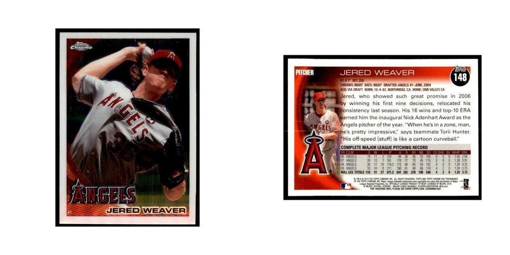 Jered Weaver 2010 Topps Chrome #148 Baseball Cards Baseball Card NM