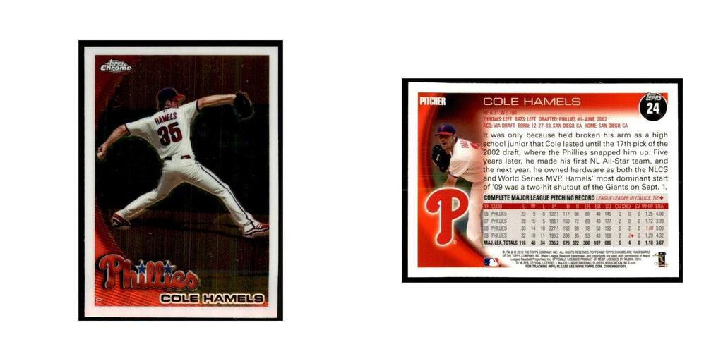 Cole Hamels 2010 Topps Chrome #24 Baseball Cards Baseball Card NM