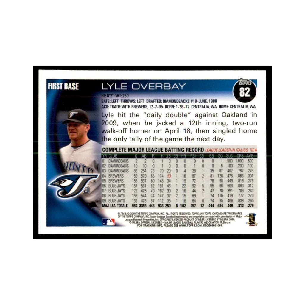 Lyle Overbay 2010 Topps Chrome #82 Baseball Cards Baseball Card NM