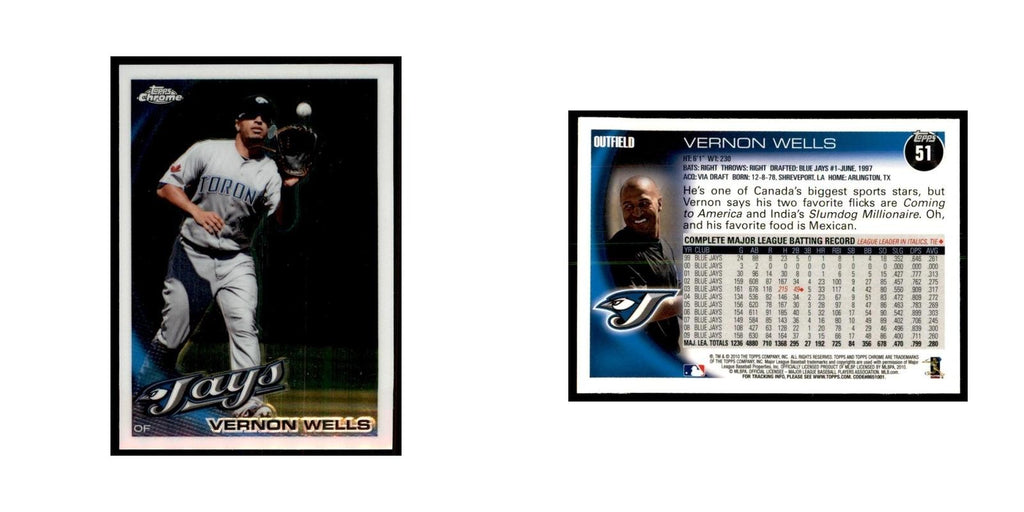Vernon Wells 2010 Topps Chrome #51 Baseball Cards Baseball Card NM