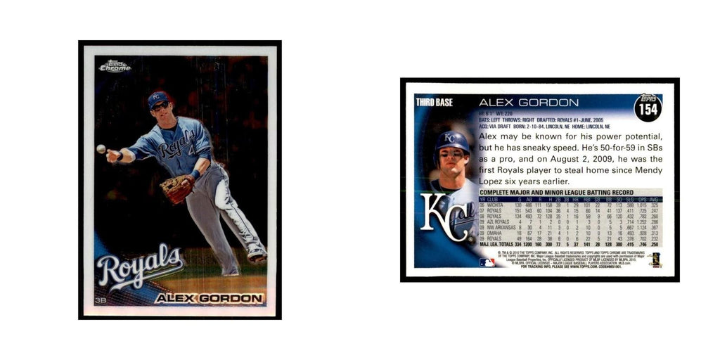 Alex Gordon 2010 Topps Chrome #154 Baseball Cards Baseball Card NM