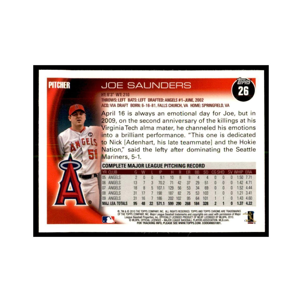 Joe Saunders 2010 Topps Chrome #26 Baseball Cards Baseball Card NM