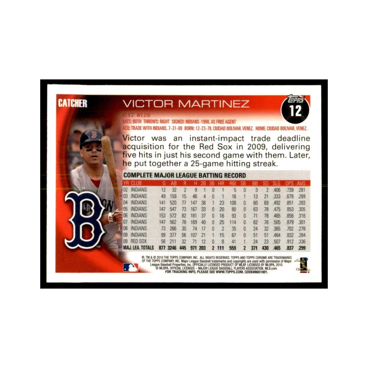 Victor Martinez 2010 Topps Chrome #12 Baseball Cards Baseball Card NM