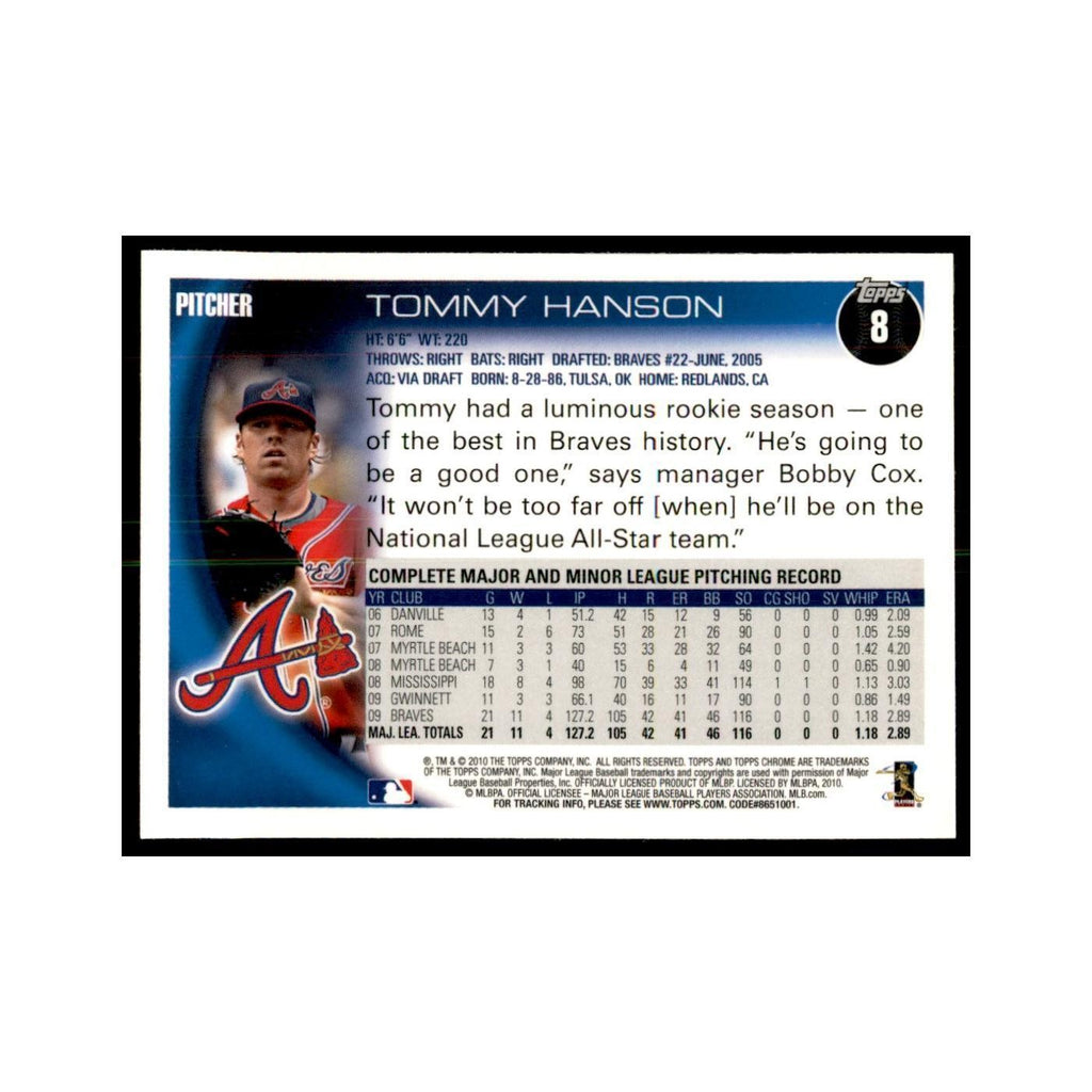 Tommy Hanson 2010 Topps Chrome #8 Baseball Cards Baseball Card NM