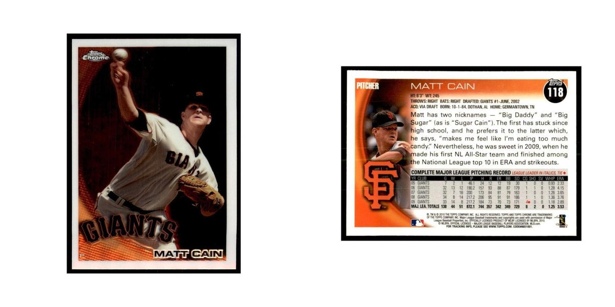 Matt Cain 2010 Topps Chrome #118 Baseball Cards Baseball Card NM