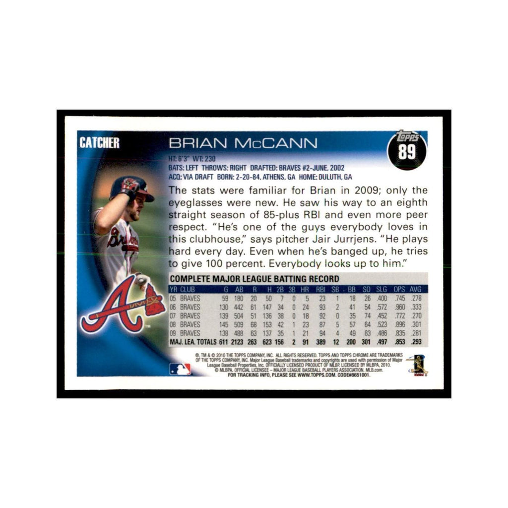 Brian McCann 2010 Topps Chrome #89 Baseball Cards Baseball Card NM