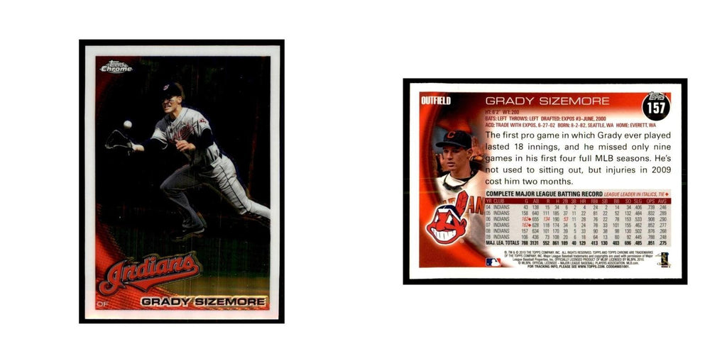 Grady Sizemore 2010 Topps Chrome #157 Baseball Cards Baseball Card NM