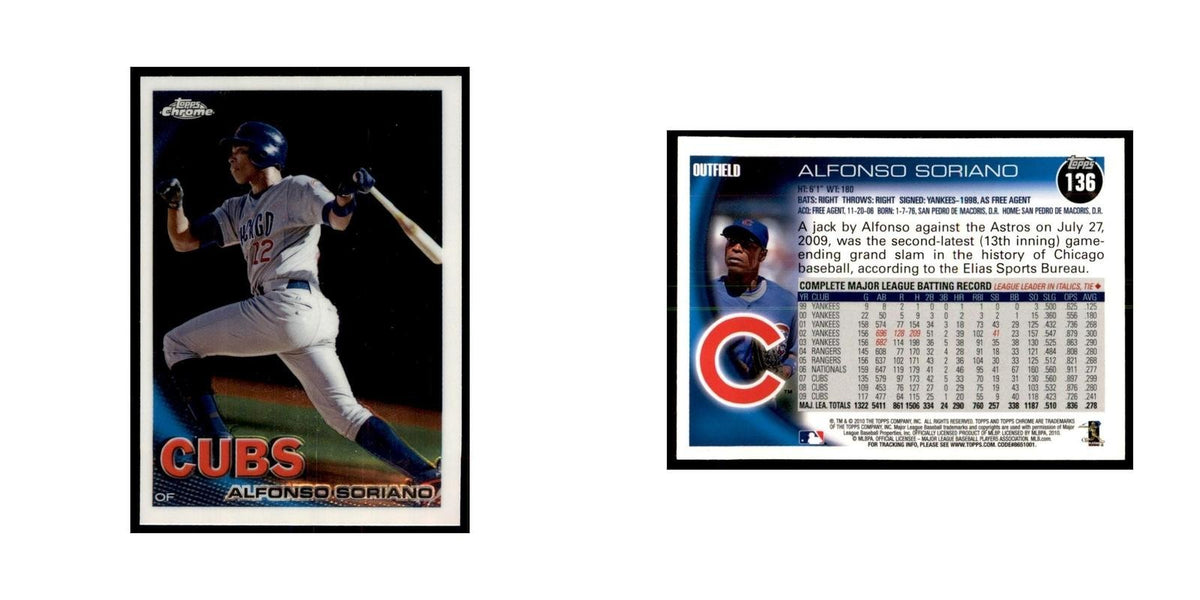 Alfonso Soriano 2010 Topps Chrome #136 Baseball Cards Baseball Card NM