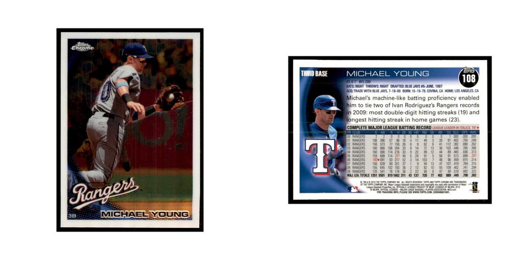 Michael Young 2010 Topps Chrome #108 Baseball Cards Baseball Card NM