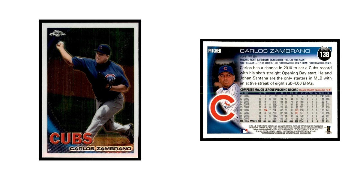Carlos Zambrano 2010 Topps Chrome #138 Baseball Cards Baseball Card NM