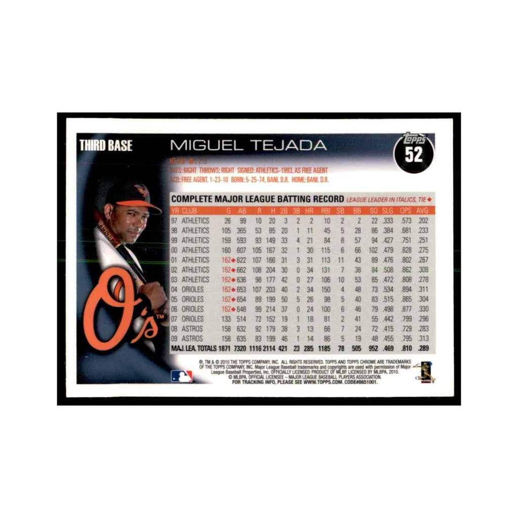 Miguel Tejada 2010 Topps Chrome #52 Baseball Cards Baseball Card NM