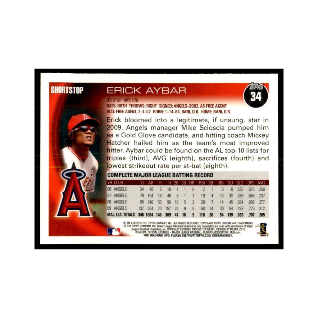 Erick Aybar 2010 Topps Chrome #34 Baseball Cards Baseball Card NM