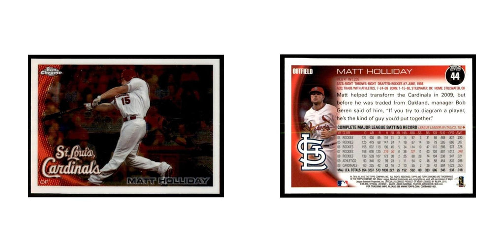 Matt Holliday 2010 Topps Chrome #44 Baseball Cards Baseball Card NM