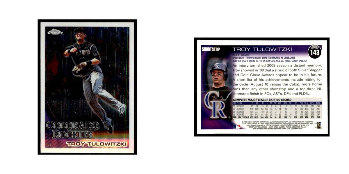 Troy Tulowitzki 2010 Topps Chrome #143 Baseball Cards Baseball Card NM