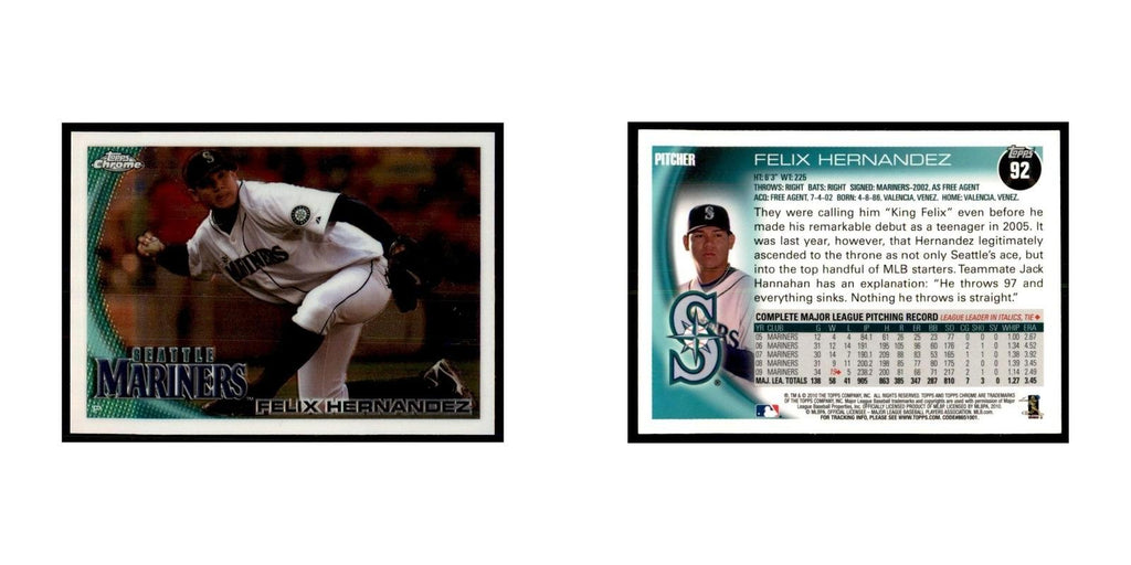 Felix Hernandez 2010 Topps Chrome #92 Baseball Cards Baseball Card NM