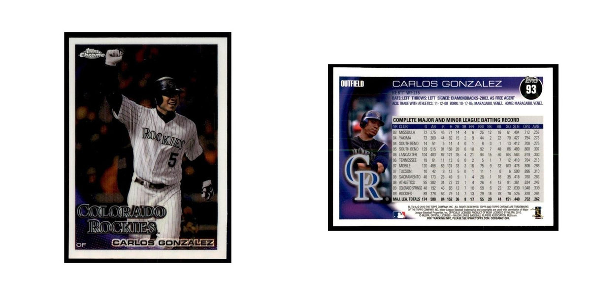 Carlos Gonzalez 2010 Topps Chrome #93 Baseball Cards Baseball Card NM