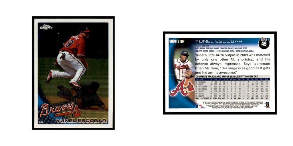 Yunel Escobar 2010 Topps Chrome #49 Baseball Cards Baseball Card NM