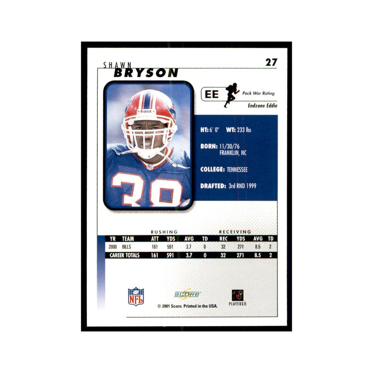 Shawn Bryson 2001 Score #27  NM