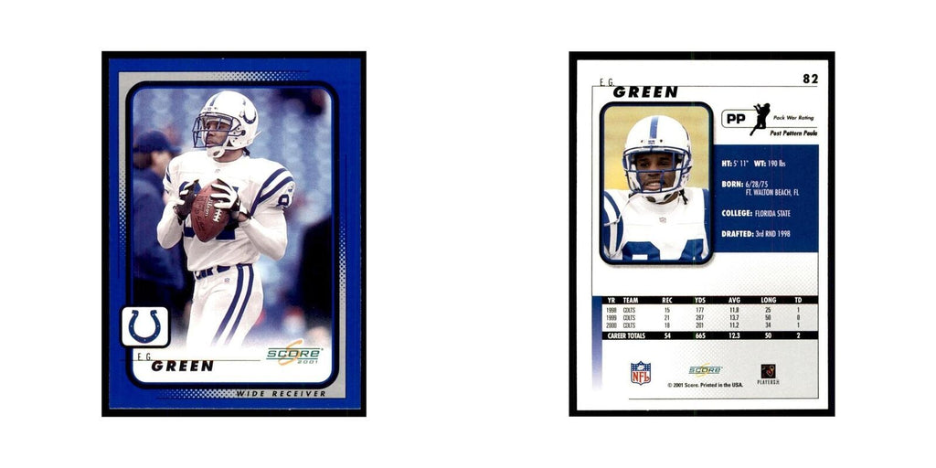 E.G. Green 2001 Score #82 Football Card NM