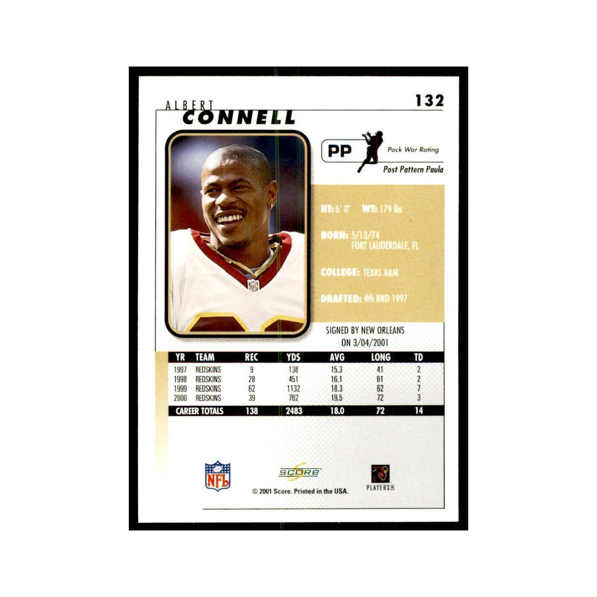 Albert Connell 2001 Score #132 Football Card NM