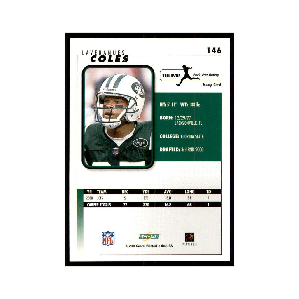 Laveranues Coles 2001 Score #146 Football Card NM