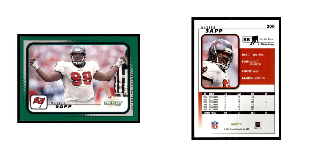 Warren Sapp 2001 Score #200 Football Cards Football Card NM