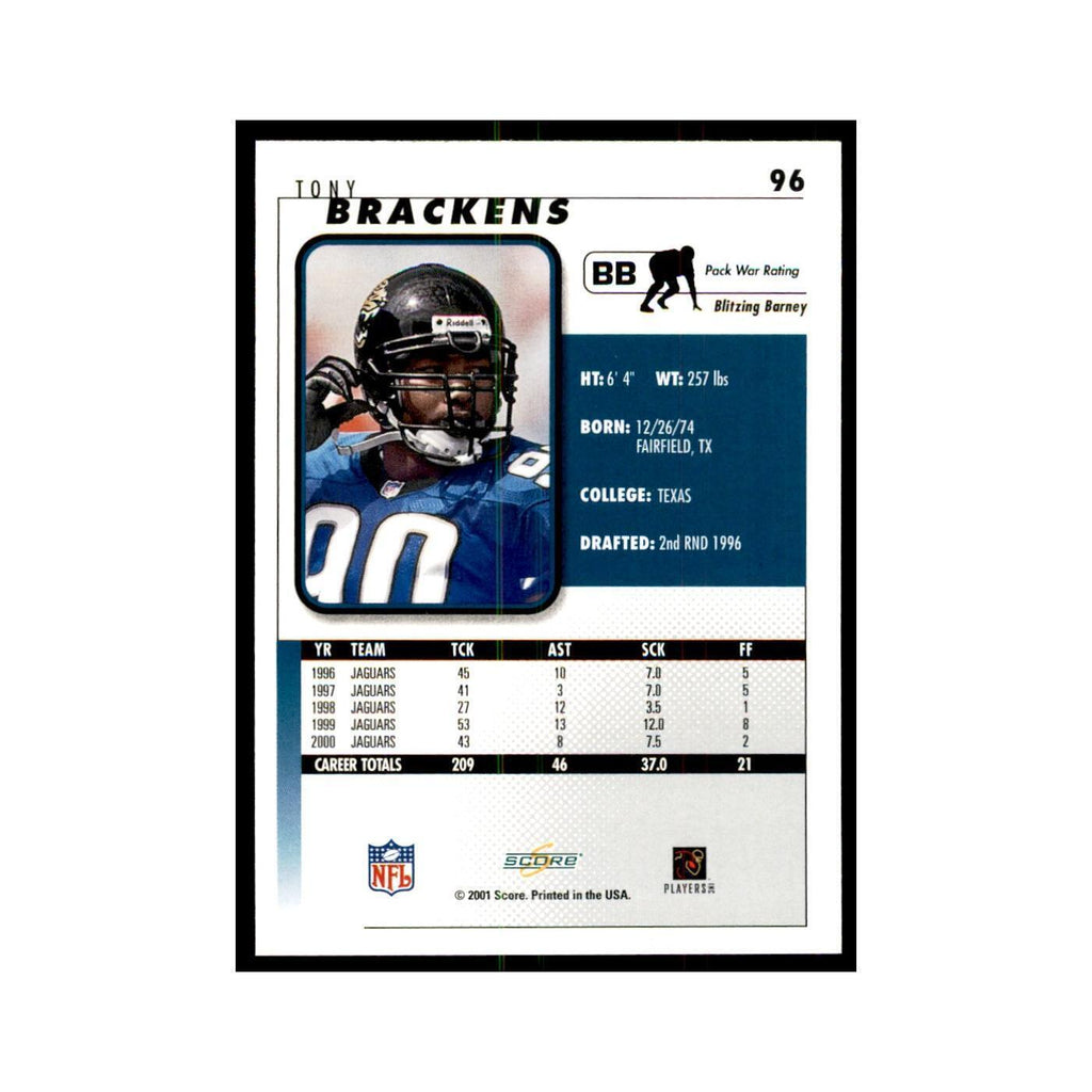 Tony Brackens 2001 Score #96 Football Cards Football Card NM